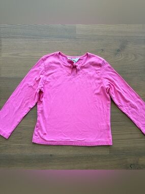 Pink Long-Sleeve Keyhole‎ Top-Girl’s White label vintage